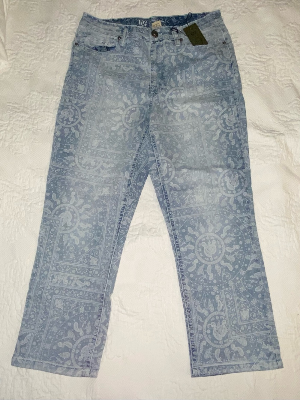 DG2 Light Blue Bandana-Print Straight Jeans